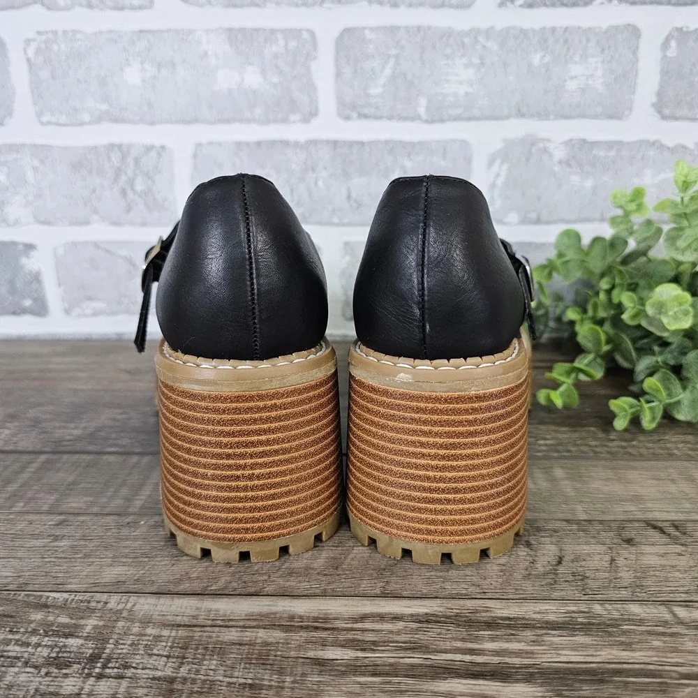 Altar'd State Frankee Black Platform Lug Sole Mary Jane Chunky Heels‎ Womens 7 M